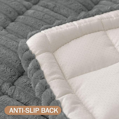 Smiry Couch Cover for Dogs Washable, Non Slip Fuzzy Pet Couch Covers for 3 Cushion Sofa Pet Friendly, Thick Soft Sofa Slipcovers Cushion Protector (Dark Grey, 27.6" x 82.7")