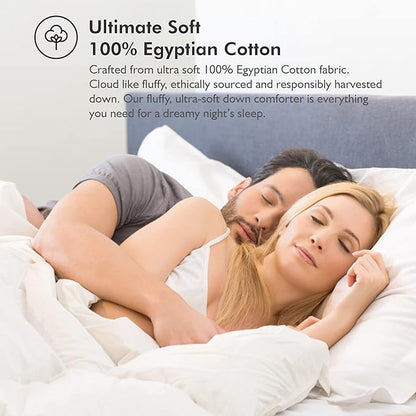 Luxurious Goose Down Feather Fiber Comforter California King Size Duvet Insert, Pinch Pleat Ruffled Twisted Flower, Premium Baffle Box, 100% Egyptian Cotton Cover, 75 oz. Fill Weight, Gray