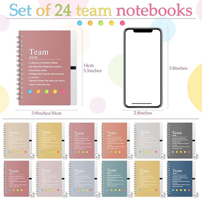 24 Pcs Employee Appreciation Gifts Bulk Team Recognition Notebooks with Sticky Notes Staff Thank You Gifts for Social Worker Teacher Nurse Coworker Office Motivation Set (Macron Color)