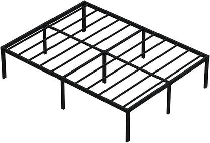 18 Inch Queen Bed Frame No Box Spring Required, Metal Platform Queen Size Bed Frames with High Storage, Eassy Assembly 3,500 Lbs Heavy Duty Bedframes, Black