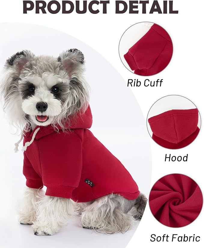 XPUDAC Matching Hoodie for Dogs and Humans Fleece Sweatshirt Soft Warm Pet Hoodie Sweater for Large Small Medium Dog and Owner Matching Clothes Cold Weather, Red, Large