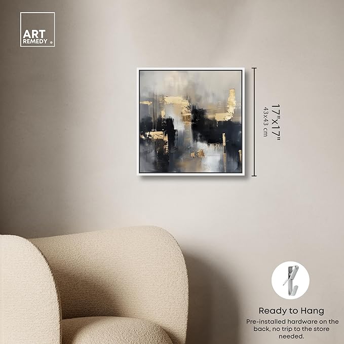 Art Remedy Daring Canvas Colorful Abstract Wall Art, White Frame, 16" x 16"