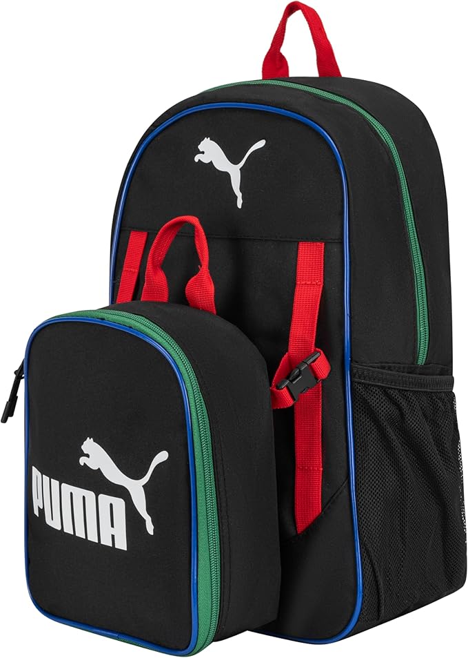 PUMA Unisex Kid's Colony Lunch Kit & Backpack Combo, Black/Multicolor, Medium