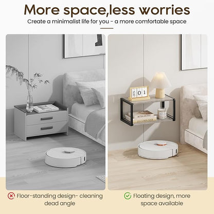 Floating Nightstand, Wood Bedside Shelf Wall Mounted Nightstand with Heavy-Duty Frame, Floating Bedside Table for Bedroom, Bathroom, Kitchen, (Vintage Grey, 1 Pack)