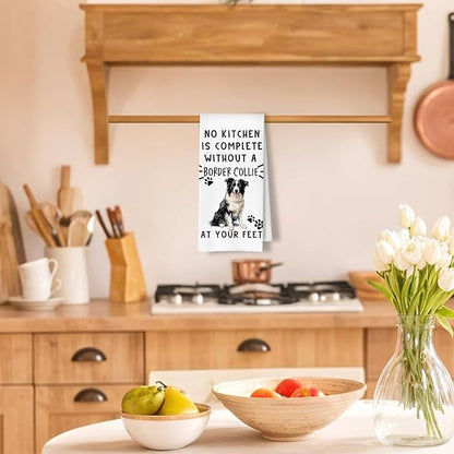 Border Collie Funny Dog Kitchen Towels - A Kitchen is Not Complete Without A Border Collie Dish Towel Waffle Weave Hand Towels for Home Bathroom,Dog Lovers Gift,16×24 Inch