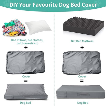 COSHNIBI Dog Bed Covers Replacement Washable,Waterproof Dog Bed Cover with Zip and Carry Handle for Dog/Cat 54''Lx44''Wx4''H-Grey