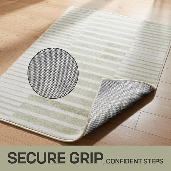 Muddy Mat짰 Creamline 3ft x 5ft Washable Area Rugs for Living Room, Bedroom & Dining Room ??Modern Soft Low Pile Non Slip Carpet ??Pet Friendly Waterproof Foldable Rugs for Home