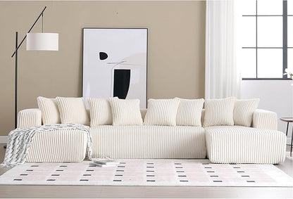 Free Combination Cloud Boneless Modular Sectional Sofa with Chaise Lounge,Modern Minimalist Upholstered Couches, Oversized U Shaped Lounge Sofa Couch w/ 8 Pillows