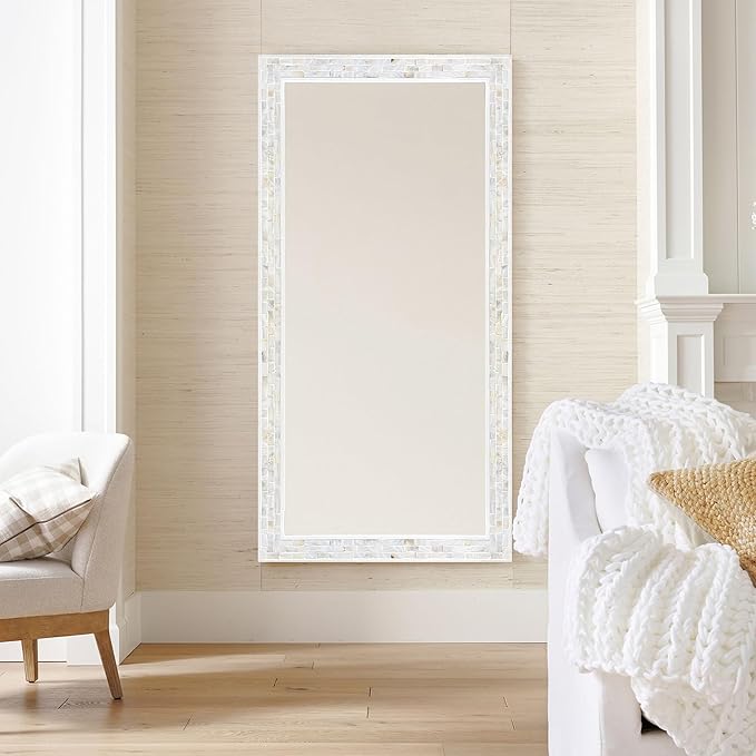 Tanmicoshomy 24 x 47 Inch White Rectangle Wall Mirror, Rectangular Mirrors for Bathroom, Bedroom Living Room or Entryway, Wall Mounted Horizontal or Vertical