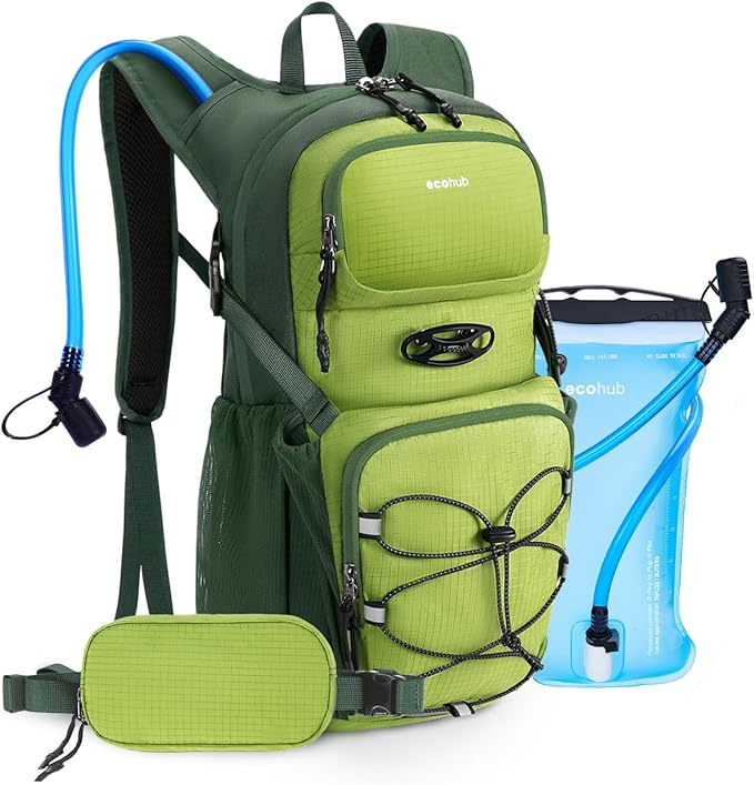 ECOHUB Hydration Backpack for Men Women, 20L Lightweight Hiking Daypack Cycling Backpack with 2L Water Bladder, Insulated Hydration Pack with Waist Pack
