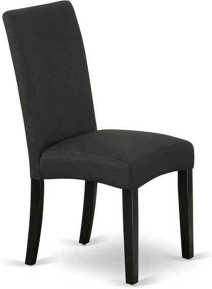 East West Furniture X697DR124-7 7 Piece Dinette Set Consist of a Rectangle Dining Room Table with X-Legs and 6 Black Color Linen Fabric Upholstered Parson Chairs, 40x72 Inch, Multi-Color