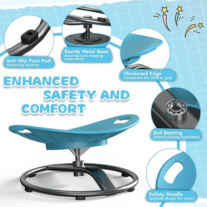 Spinning Chair for Autistic Kids - Sensory Spinning Chair for Autistic Children with Safety Handle & Non-Slip Design, Sensory Swivel Chairs for Kids 3-8 Years(Blue)