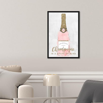 The Oliver Gal Artist Co. Drinks and Spirits Wall Art Framed Canvas Prints 'Champagne Mind Glitter' Champagne