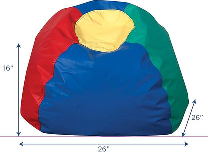Children's Factory 26" Round Bean Bag, Bean Bag Chair with Water-Resistant Cover for Kids, Flexible Seating for Classroom Elementary, Easy to Clean, Rainbow