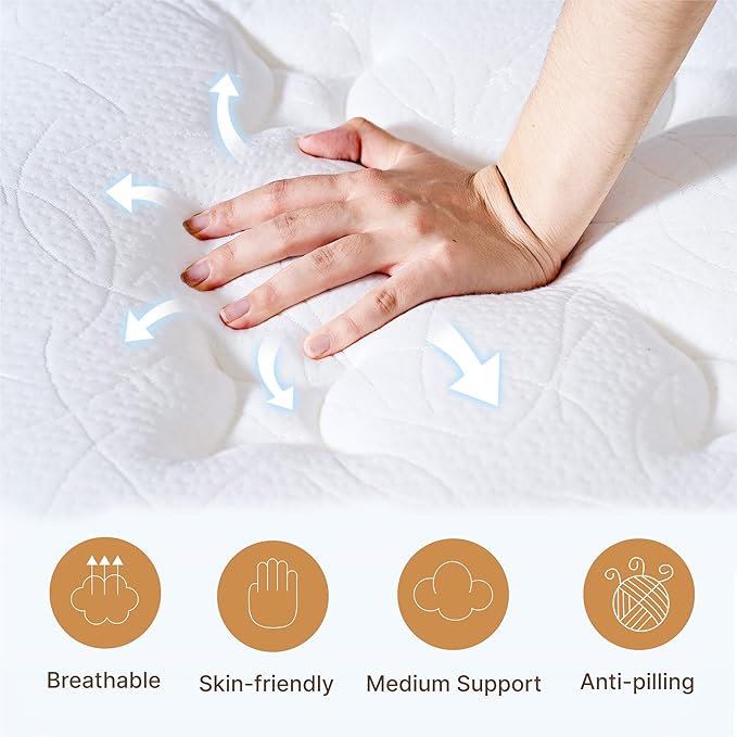 Twin Size Mattress, 10 Inch Medium Firm Foam Hybrid Mattress with Individual Pocket Springs for Motion Isolation & Edge Support, Mattress in A Box CertiPUR-US Certified