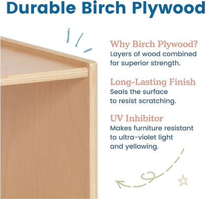 ECR4Kids Streamline 3-Shelf Storage Cabinet, 36in, Kid's Bookshelf, Natural
