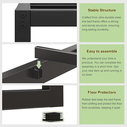 EMODA 7 Inch Twin Bed Frames No Box Spring Needed, Heavy Duty Metal Twin Platform Bed Frame, Noise Free, Easy Assembly, Black