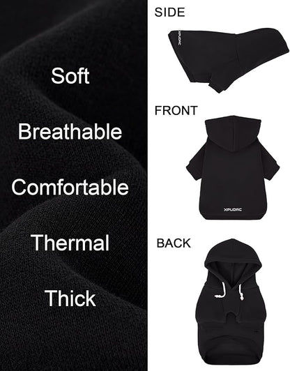 XPUDAC Matching Hoodie for Dogs and Humans Fleece Sweatshirt Soft Warm Pet Hoodie Sweater for Large Small Medium Dog and Owner Matching Clothes Cold Weather, Black, Medium