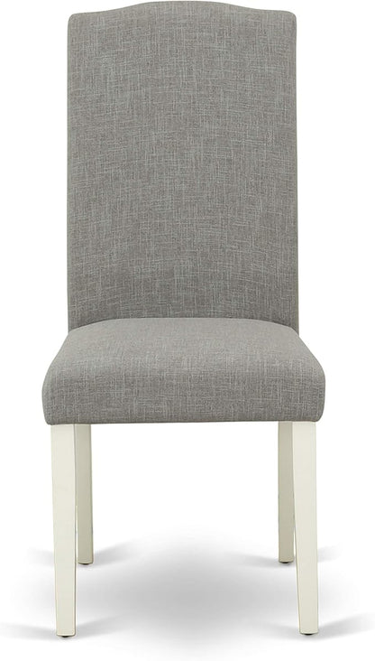 East West Furniture CAEN7-LWH-06 7 Piece Dining Room Furniture Set Consist of a Rectangle Dining Table and 6 Dark Shitake Linen Fabric Parsons Chairs, 36x60 Inch, Linen White