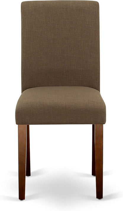 East West Furniture CAAB7-MAH-18 7 Piece Modern Dining Table Set Consist of a Rectangle Wooden Table and 6 Coffee Linen Fabric Upholstered Chairs, 36x60 Inch, Mahogany