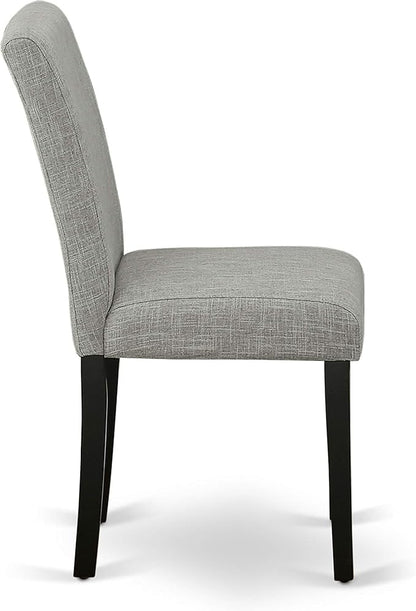 East West Furniture X696AB106-5 5 Piece Modern Dining Table Set Includes a Rectangle Wooden Table with X-Legs and 4 Shitake Linen Fabric Upholstered Parson Chairs, 36x60 Inch, Multi-Color
