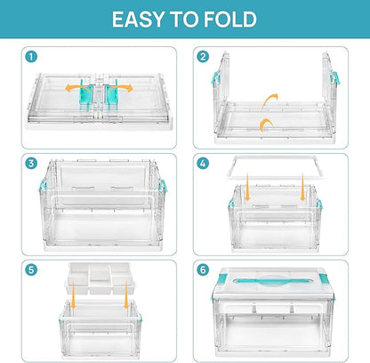 Vtopmart 24 QT Clear Plastic Craft Organizers and Storage Box with Removable Trays and Dividers,Art Supply Organizers and Storage,Ideal Containers for coloring Books,Craft Supplies,1 Pack