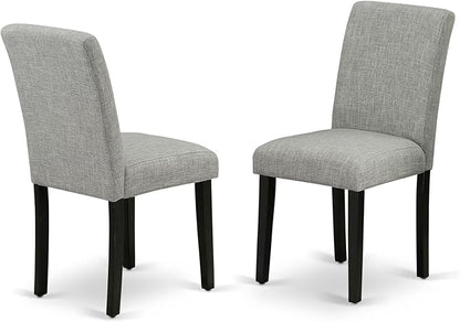East West Furniture V696AB106-7 7 Piece Dining Set Consist of a Rectangle Dining Room Table with V-Legs and 6 Shitake Linen Fabric Upholstered Chairs, 36x60 Inch, Multi-Color