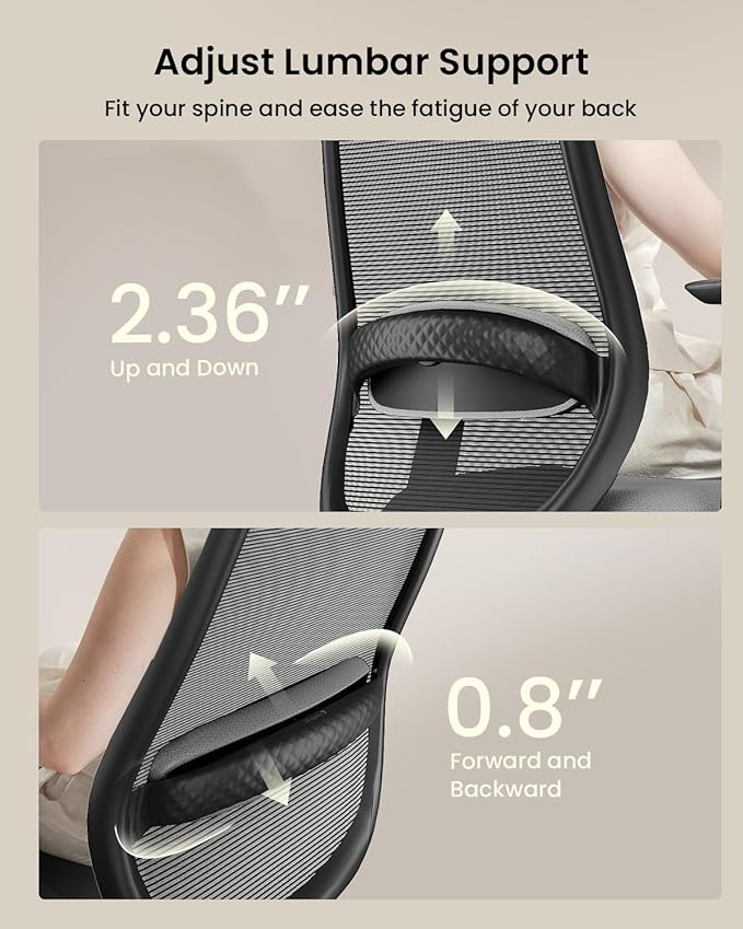 ProtoArc Ergonomic Office Chair – EC200 High-Back Mesh Computer Chair with Lumbar Support, 3D Adjustable Headrest & Sliding Seat for 8+ Hour Comfort, Big & Tall Home Office Desk Chairs - Gray