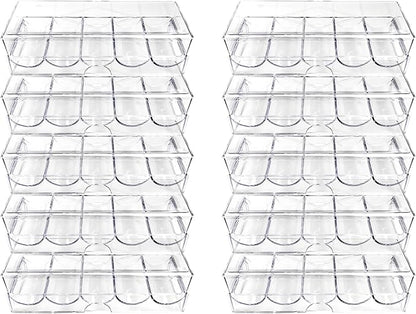 Poker Chip Holder Tray Racks- 10Pack Clear Acrylic Chips Rack Case With Cover Poker Table Accessories