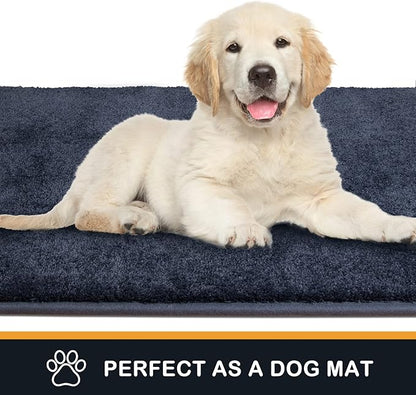 PURRUGS Dirt Trapping Door Mat 20" x 31.5", Non-Slip Machine Washable Entryway Rug, Dog Doormat, Indoor Front Door Mat, Super Absorbent Entry Rug for Muddy Shoes & Paws, Navy Blue