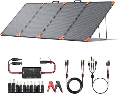 200 watt Portable Solar Panel with 20A PWM Controller,RV Essentials,12V Solar Battery Charger for Power Station,23.5% High Efficiency IP68 Waterproof 4 Kickstands for Camping RV Hurricane