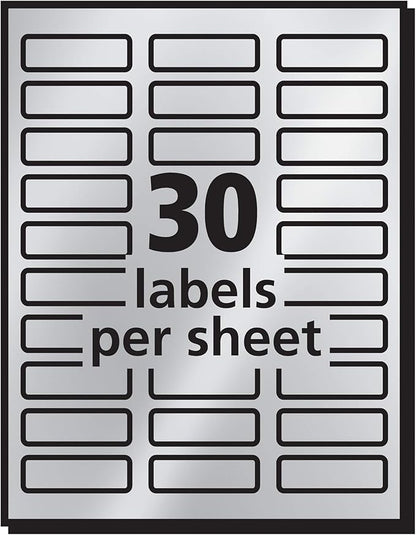 Avery Printable Return Address Labels, 0.75" x 2.25", Silver Foil, 300 Blank Mailing Labels (08986)