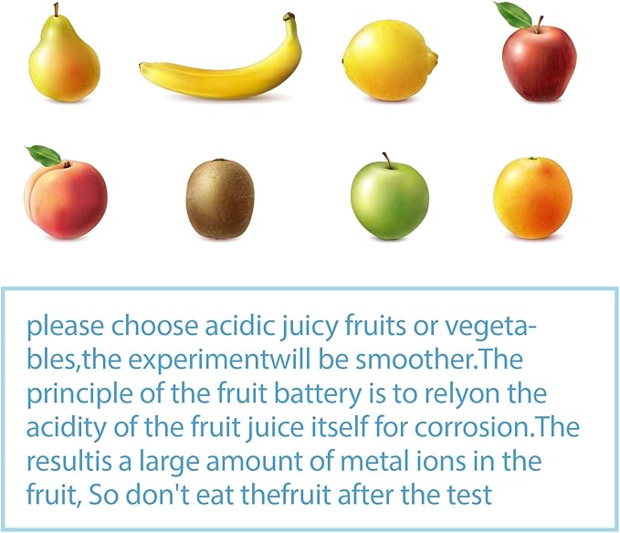 Sntieecr Fruit Battery Science Experiment Kit with Instruction, Potato Science Educational Kit for School Sciences Project, Kids DIY STEM Lab Experiments
