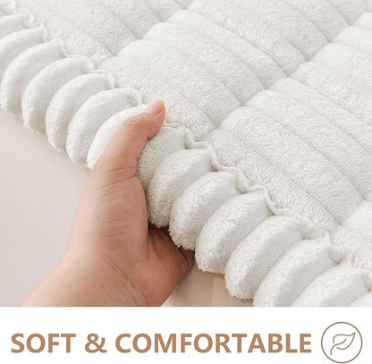 Smiry Couch Cover for Dogs Washable, Non Slip Fuzzy Pet Couch Covers for 3 Cushion Sofa Pet Friendly, Thick Soft Sofa Slipcovers Cushion Protector (White, 27.6" x 82.7")