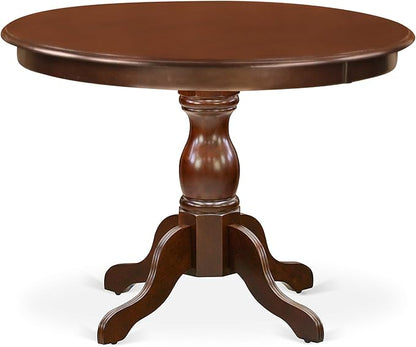 East West Furniture HBCL5-MAH-W 5 Piece Dining Room Furniture Set Includes a Round Kitchen Table with Pedestal and 4 Dining Chairs, 42x42 Inch, Mahogany