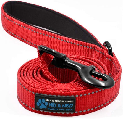 Max and Neo??Reflective Nylon Dog Leash - We Donate a Leash to a Dog Rescue for Every Leash Sold (RED, 6 FT)