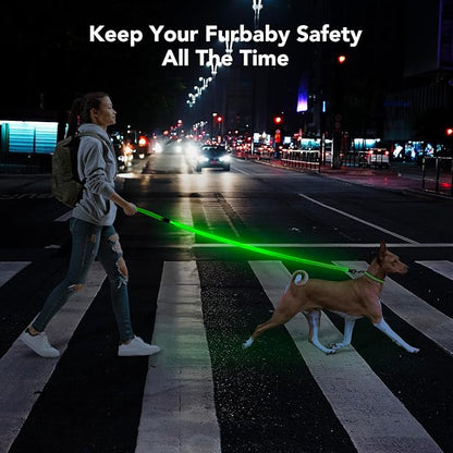 Colaseeme Light Up Dog Leash, LED Pet Leashes USB Rechargeable, Glow Safety Dogs Lights at Night (4FT,Green-New)