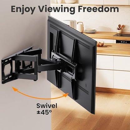 50 55 65 inch Full Motion TV Wall Mount for 32-70 inch TV Bracket, Dual articulating Arms Mount, Tilt Swivel Extension Level, Max VESA 400x400mm, 16" Studs, 110 lbs,Fit Most 40 43 50+ TVs