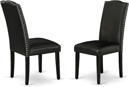 East West Furniture NOEN5-BLK-69 5 Piece Kitchen Table & Chairs Set Includes a Rectangle Butterfly Leaf Dining Table and 4 Black Faux Leather Parsons Chairs, 32x54 Inch, Black