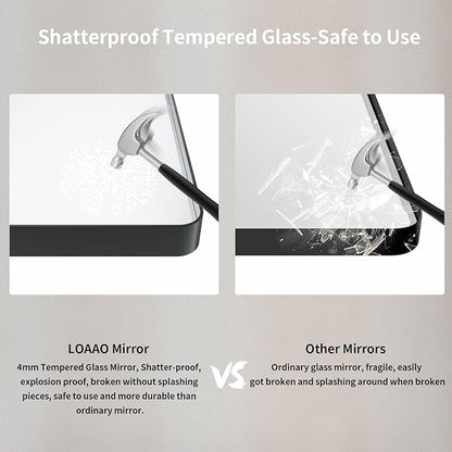 LOAAO 60X30 Inch Black Metal Framed Bathroom Mirror for Wall, Matte Black Bathroom Vanity Mirror Farmhouse, Large Rounded Rectangle Mirror, Anti-Rust, Tempered Glass, Hangs Horizontally or Vertically