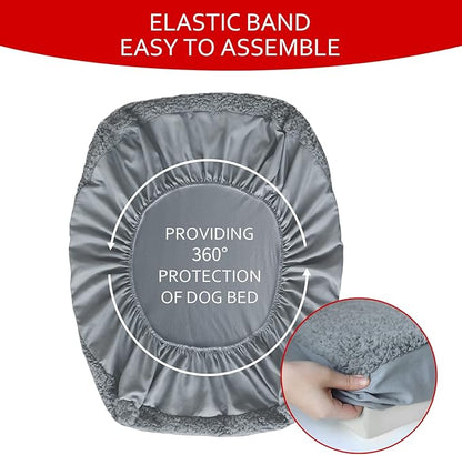 Dog Bed Covers 2 Pack Soft Plush Replacement Washable, Waterproof Pet Mattress Bed Liner Grey 30x20 Inches, for Dog/Cat, Cover Only