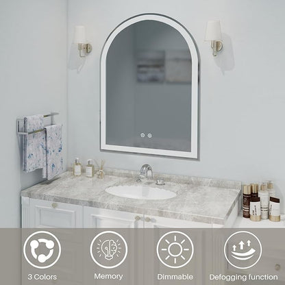 Simple Deluxe 28x36 inch Arched Mirror for Bathroom Vanity Mirror or Wall Decor, Arch Mirror Brushed Metal Frame, Wall Mounted Mirror for Bathroom LivingRoom Bedroom Entryway(28''×36'')