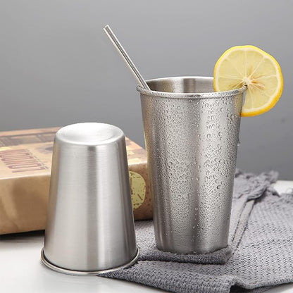 4 Pack 16oz Stainless Steel Pint Cup,Healthy Unbreakable and Stackable,Metal Drinking Glasses
