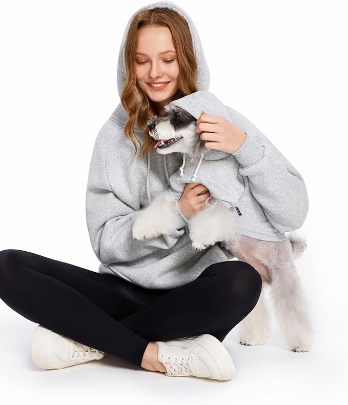 XPUDAC Matching Hoodie for Dogs and Humans Fleece Sweatshirt Soft Warm Pet Hoodie Sweater for Large Small Medium Dog and Owner Matching Clothes Cold Weather, Grey, Small