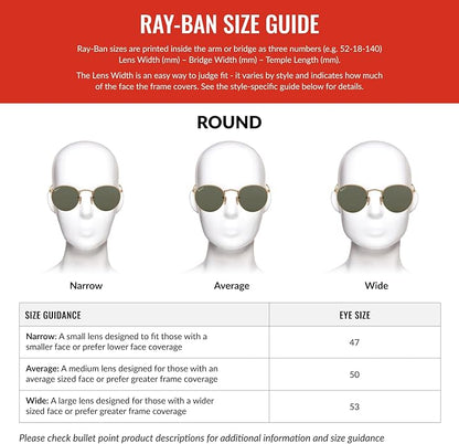Ray-Ban Unisex Rb3447 Round Metal Round Sunglasses