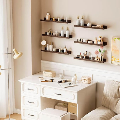 Wall Shelves for Living Room, Nursery Book Shelves White Bathroom Shelves Over Toilet Floating Shelves for Wall, Modern Wood Storage for Bedroom, Kid's Room, Kitchen, 24inch, Set of 6