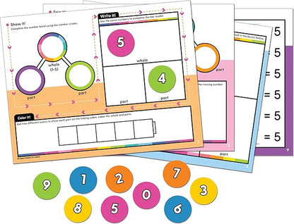 Carson Dellosa Edu-Clings Silicone 21-Piece Dry Erase Number Bonds, Kindergarten & Grade 1 Manipulatives, Math Dry-Erase Mats and 0-9 Math Manipulatives for Addition and Subtraction