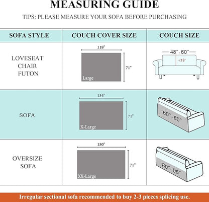 STACYPIK Khaki French Jacquard Couch Covers Thickened Boho L Shape Sofa Covers Soft Pets Protector for 3 Cushion Couch Washable Dogs Cats Couch Protector Cover Non Slip Throw Blanket-71X134IN