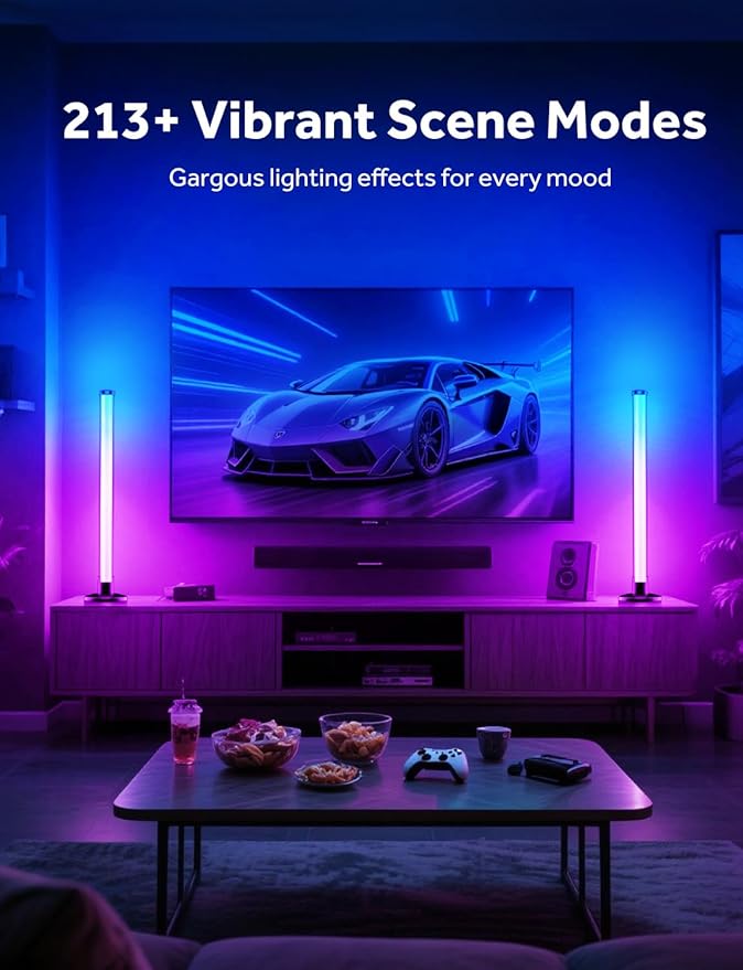 Smart LED Light Bars, RGB+IC Light Bar for Room, 16 Million Colors & 213 Preset Modes, Music Sync Gaming Lights, App Control & Remote Control Ambient Lighting for TV Backlight, Game Room Lights Decor