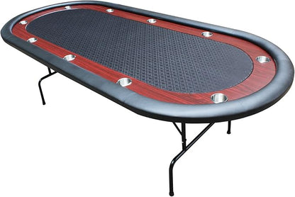Poker Table 96 inches Light Series for 10 Player Games with Cup Holders Wooden Racetrack Felt Foldable Legs, Black